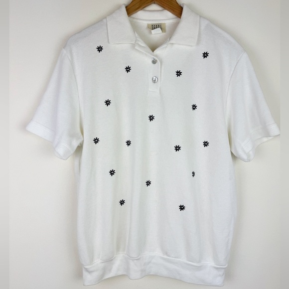 Teddi Vintage 90's Floral Polo Top - Picture 1 of 8